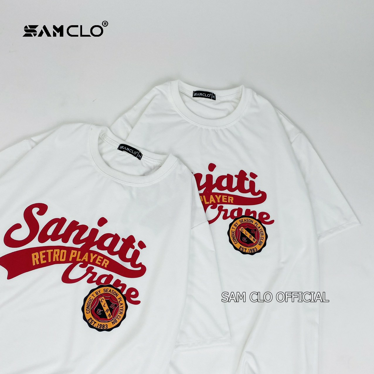 Áo thun tay lỡ nam nữ SAM CLO phông form rộng dáng Unisex - áo lớp, nhóm, couple in chữ SANJATI PLAYER