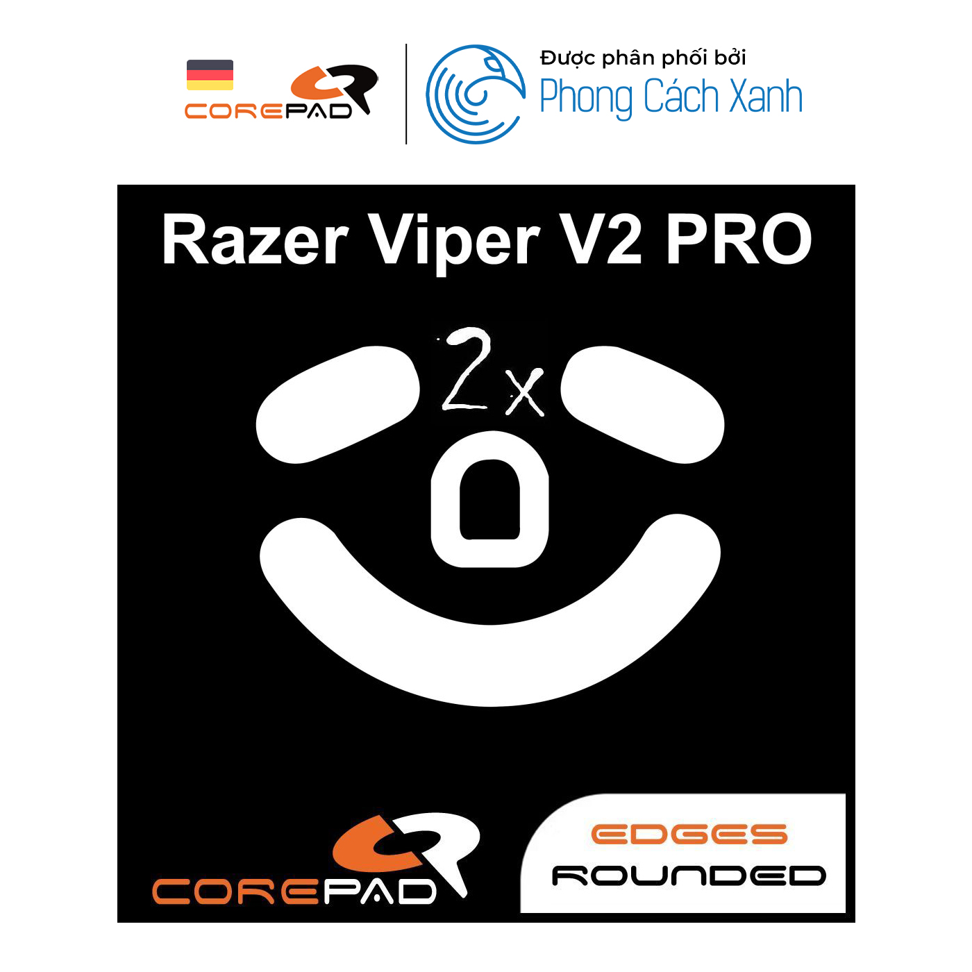 Feet chuột PTFE Corepad Skatez cho Razer Viper V2 PRO Wireless - 2 Bộ - Hàng Chính Hãng