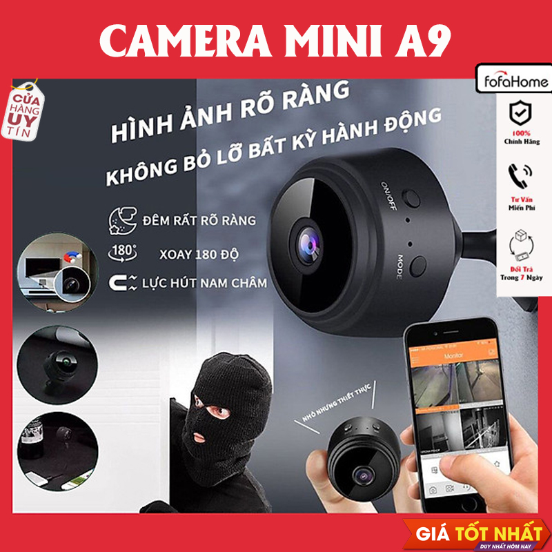 Camera Không Dây A9, Thông Minh, Đa Năng, Sạc Pin - Kết Nối Wifi, Độ Phân Giải HD 1080 - Kết Nối APP Điện Thoại Không Kèm Thẻ Nhớ Hàng Nhập Khẩu