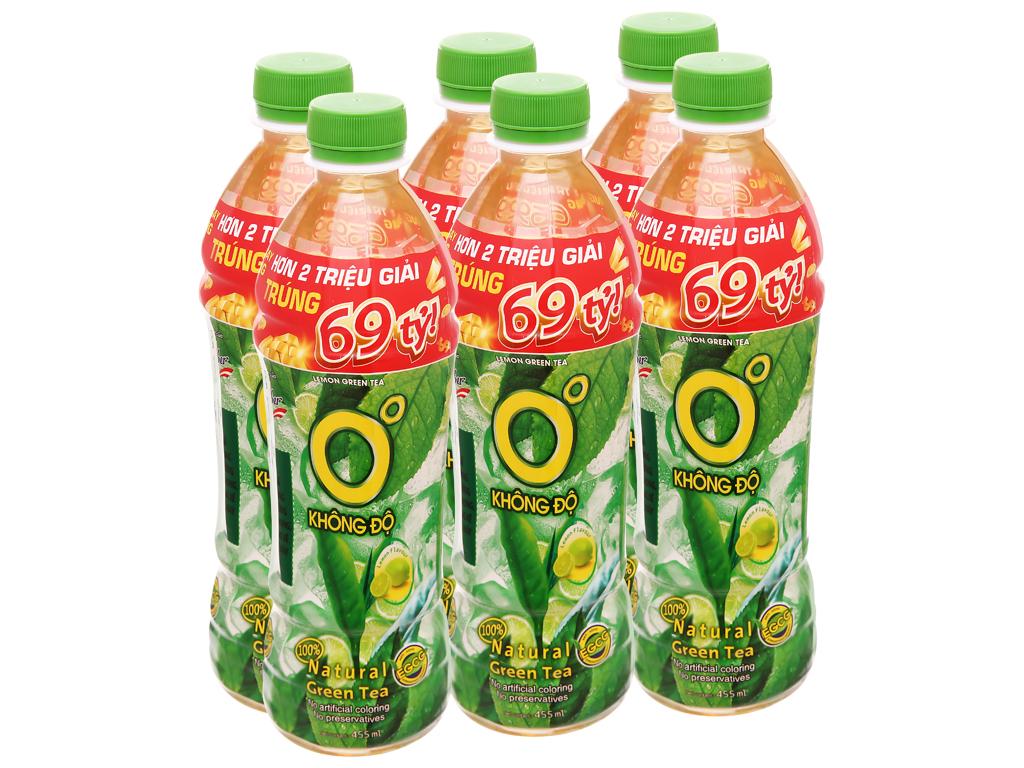 Combo 6 chai trà xanh không độ vị chanh 455ml