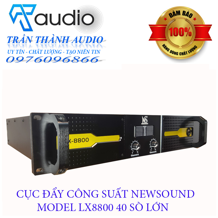 Cục Đẩy Công Suất 2 Kênh Newsound LX8800 40 sò lớn 1800W đánh full bass 30-40,hàng chính hãng nhập khẩu thế hệ 2023,tặng dây kết nối