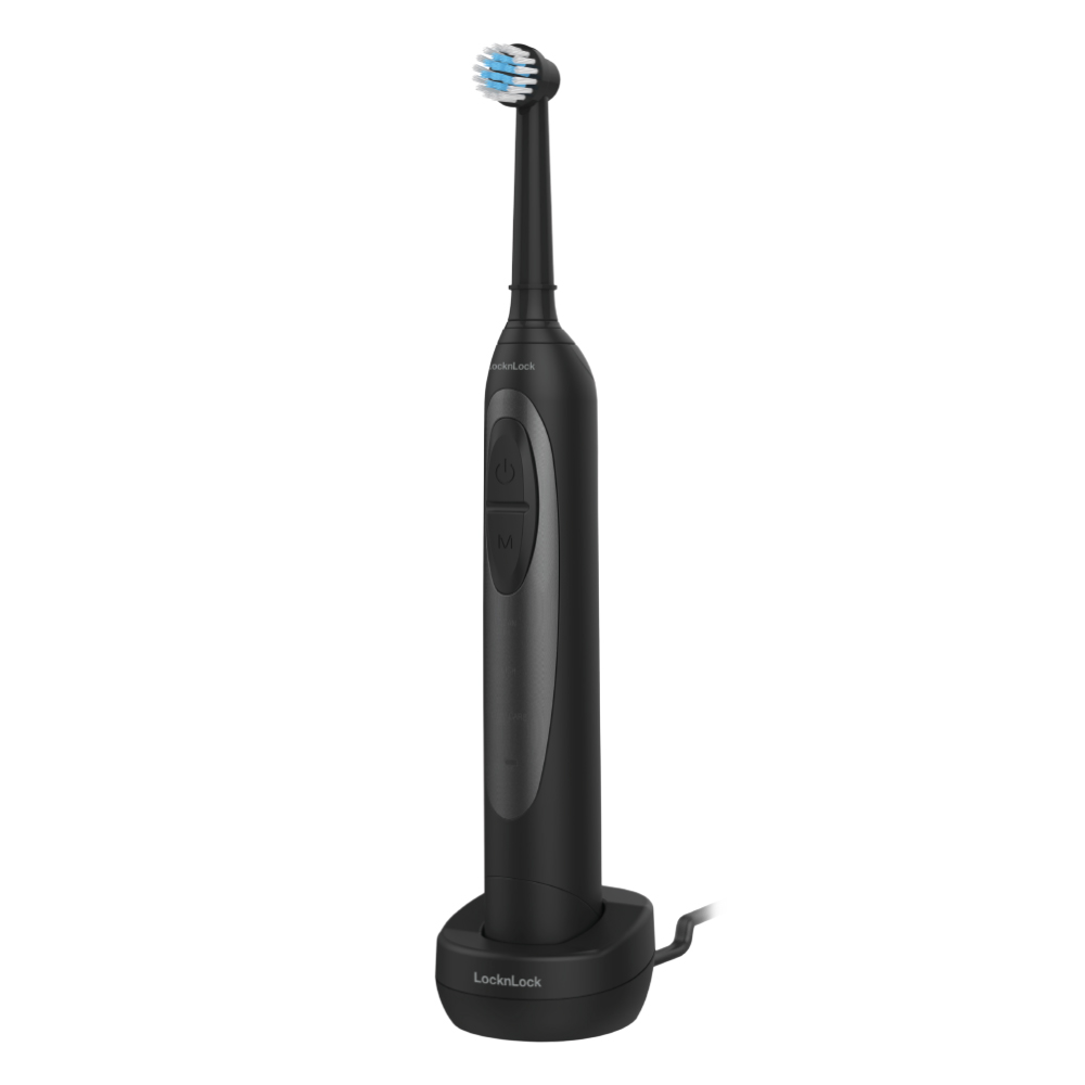 Bàn chải đánh răng điện LocknLock Smart oscillating electric toothbrush ENR626BLK - 3 chế độ, đế sạc cảm ứng, chống nước - Màu đen - Hàng Chính Hãng