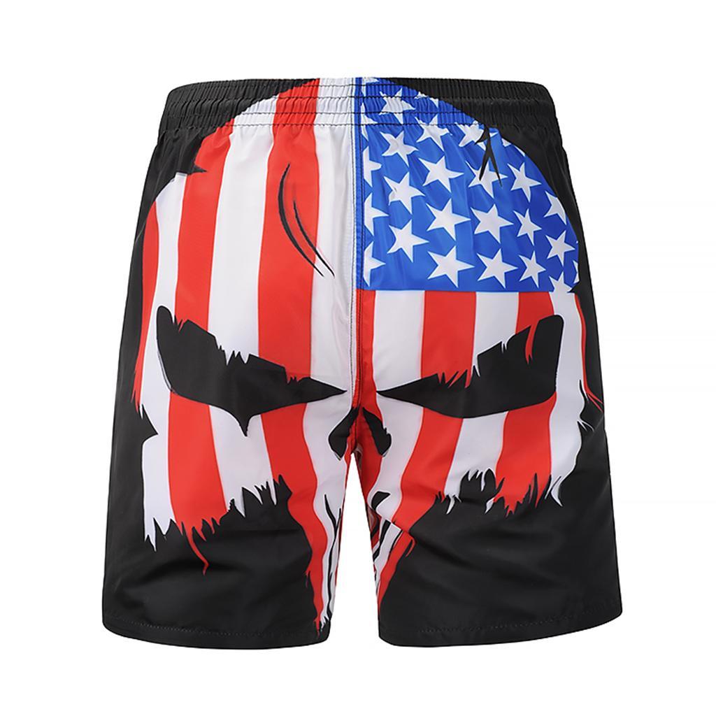 Men's American Flag Classic Fit Perfect Loose Shorts Quickly Dry Swim Trunks