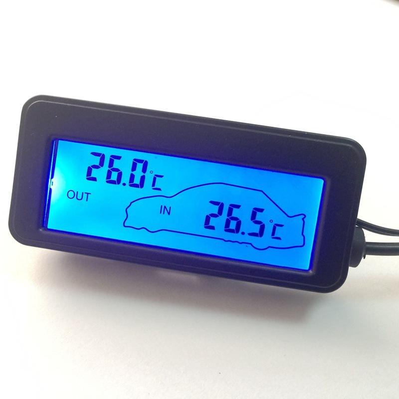 DC12V Car Digital Thermometer Backlight LCD Car Inside/Outside Temp