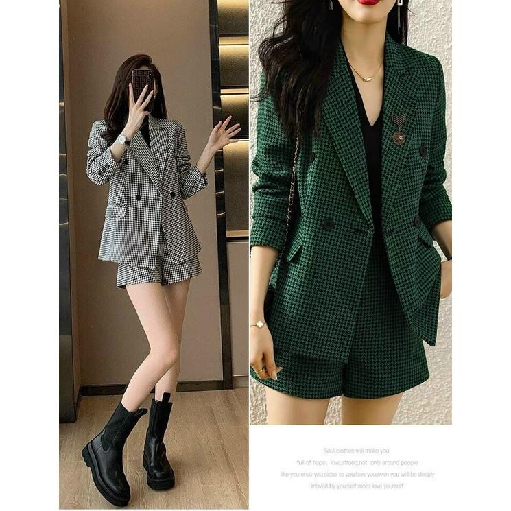 SET BỘ VEST SHORT CARO CAO CẤP
