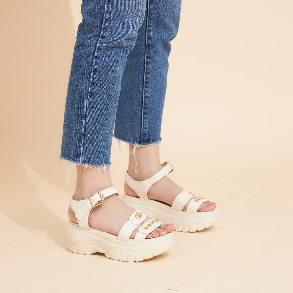 Giày Sandal Nữ MWC 2964 - Giày Sandal Đế Cao 7cm Siêu Hack Dáng Với 2 Quai Ngang Thời Trang