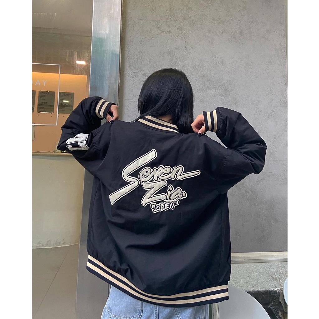 Áo Khoác Bomber 07 SEVENIZA Form Rộng Chất Dù 2 Lớp Dày Dặn Chữ Thêu Nổi Unisex