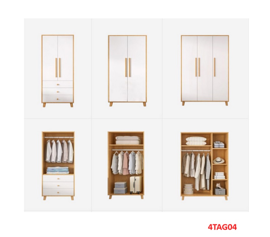 Tủ quần áo gỗ MDF 4TAG04 - Nội thất lắp ráp Viễn Đông ADV