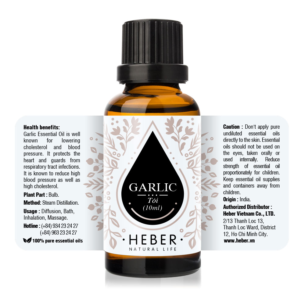 Tinh Dầu Tỏi Garlic Essential Oil Heber | 100% Thiên Nhiên Nguyên Chất Cao Cấp