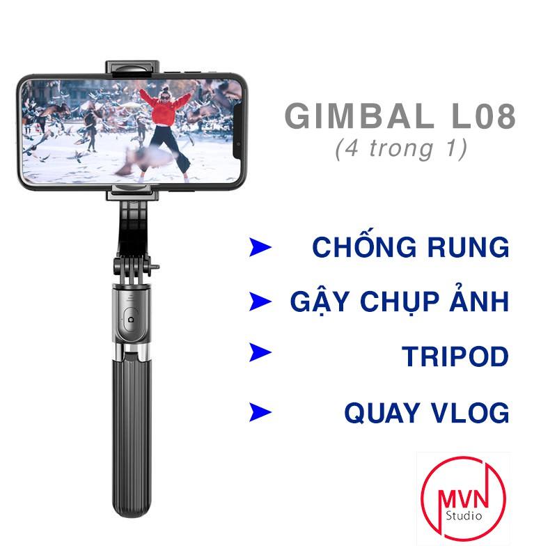 Tay Cầm Chống Rung Điện Tử Gimbal L08 Có Bluetooth - Gimbal Điện Thoại - Có Chân Đỡ Tự Đứng