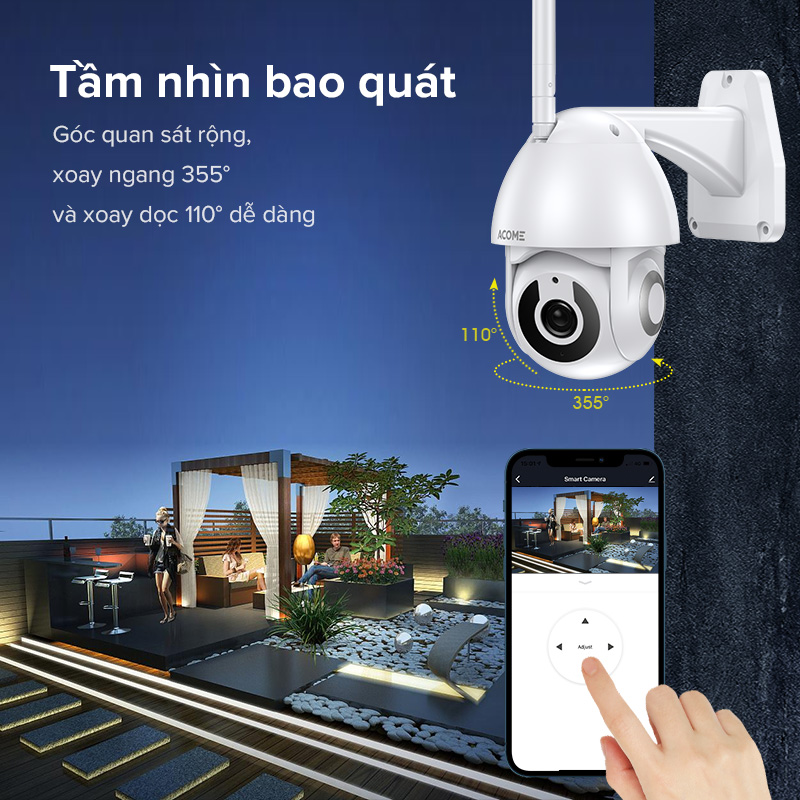 Camera IP Wifi Thông Minh Ngoài Trời ACOME APC02 - Độ Phân Giải 1080P - Hàng Chính Hãng