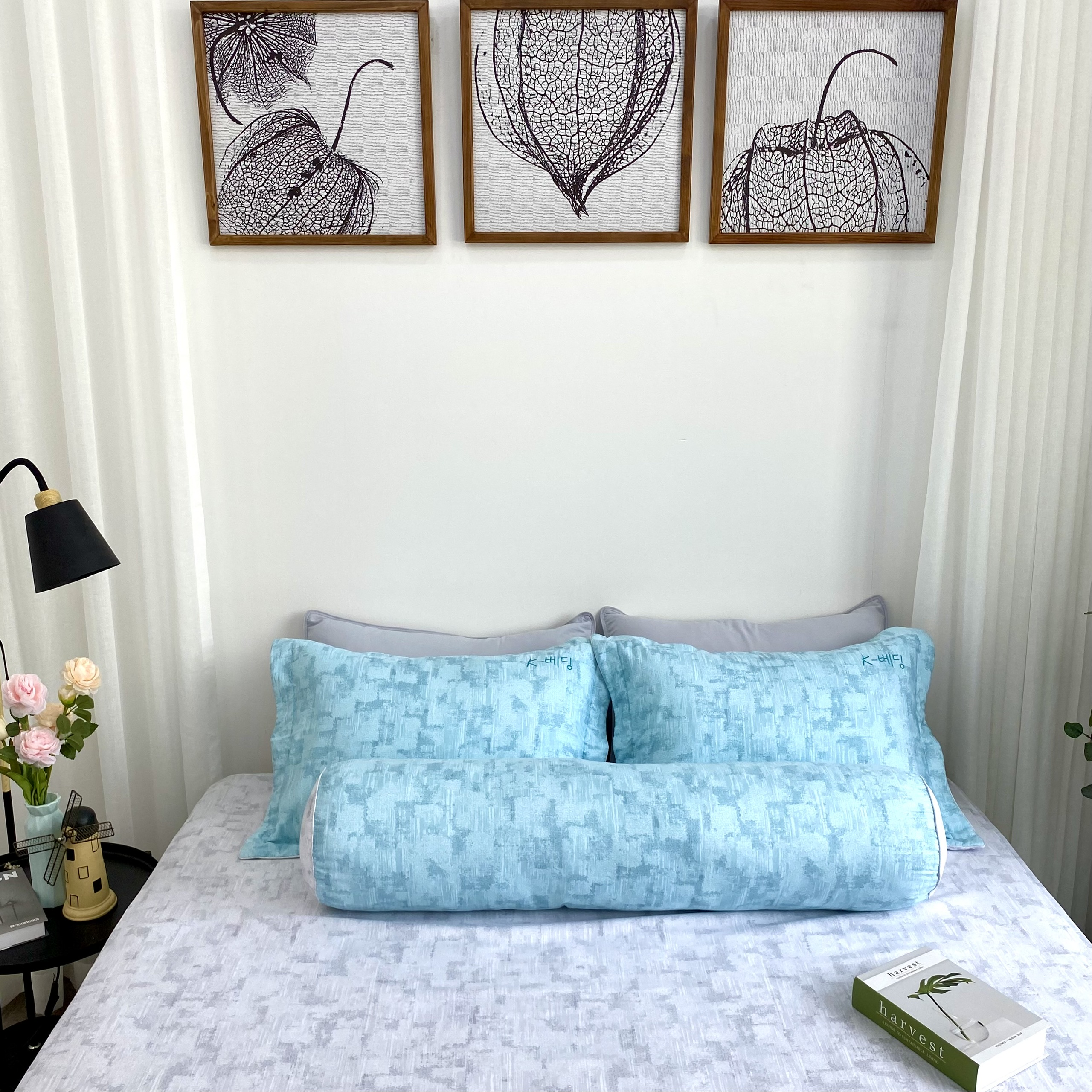 Bộ ga giường KBedding by Everon KMTP 114 Microtencel Xám phối xanh