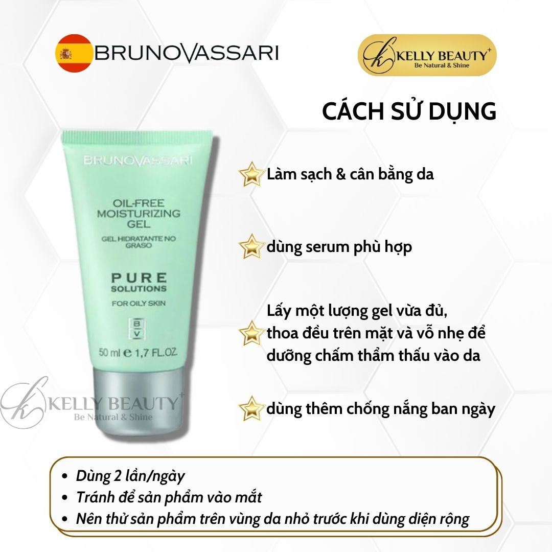 Gel Dưỡng Kiềm Dầu Ngừa Mụn Bruno Vassari Pure Solutions Oil-Free Moisturizing Gel | Kelly Beauty