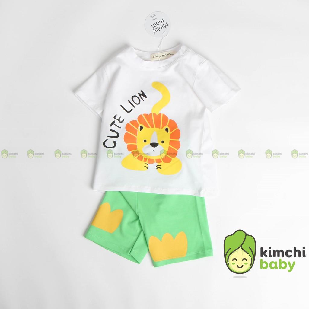 Đồ Bộ Bé Trai, Bé Gái Minky Mom Vải Cotton 100% Họa Tiết Khủng Long Động Vật, Bộ Cộc Tay Cho Bé Quần Áo Trẻ Em MKM2129