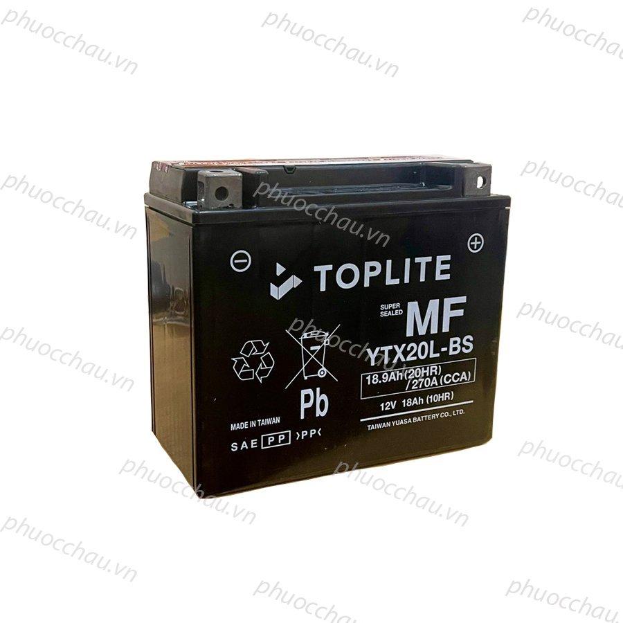 Ắc quy xe moto Toplite YTX20L-BS 12V - 18AH, dùng cho Harley Davidson, Triumph, Honda....