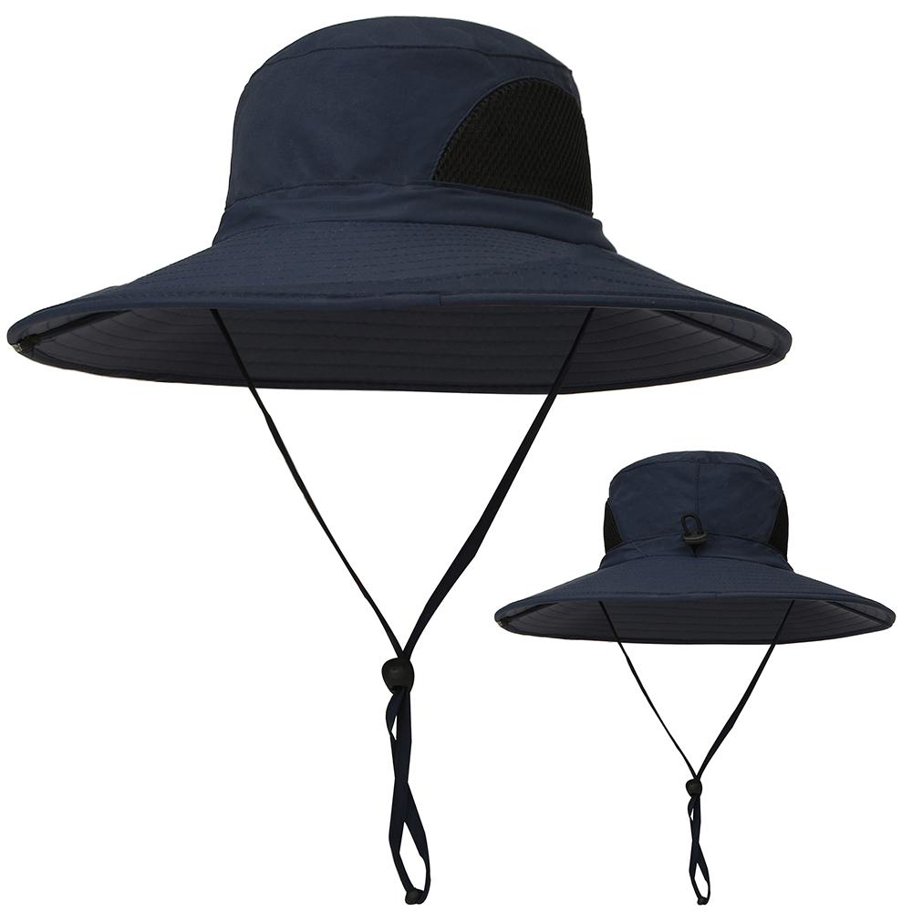 Mũ rộng vành bằng nylon nhẹ chất lượng cao, chống nắng , thiết kế lưới 2 bên thoáng khí, có dây rút