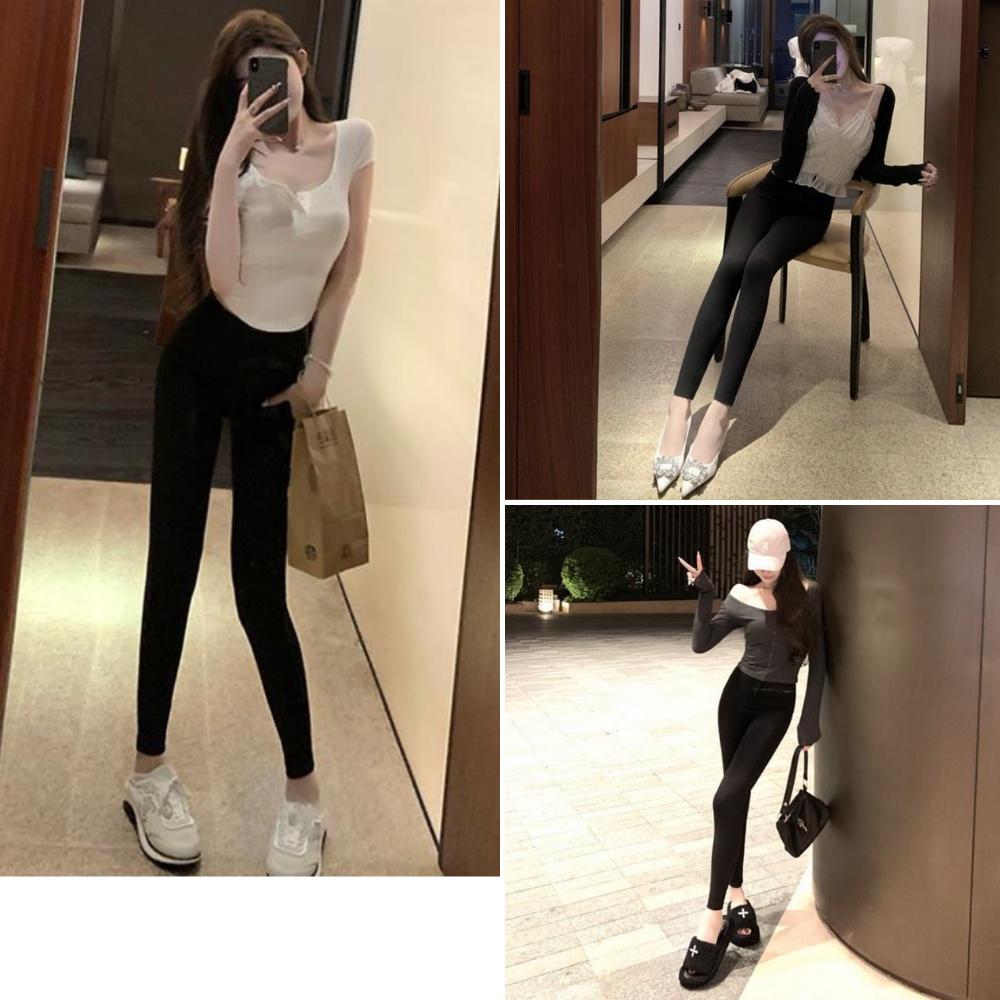 Quần leggin nữ, quần nữ lưng thun basic ôm body màu đen SKUQ-29A