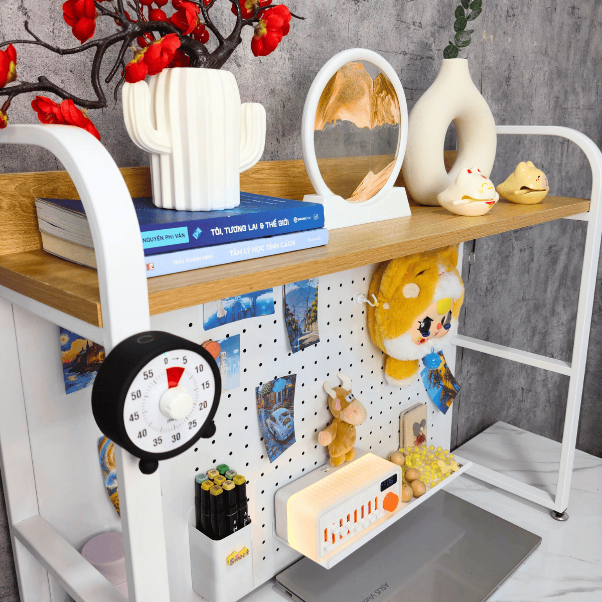Kệ Pegboard đa năng Dola Home kệ sách để bàn decor học tập làm việc cho mẹ và bé hiện đại