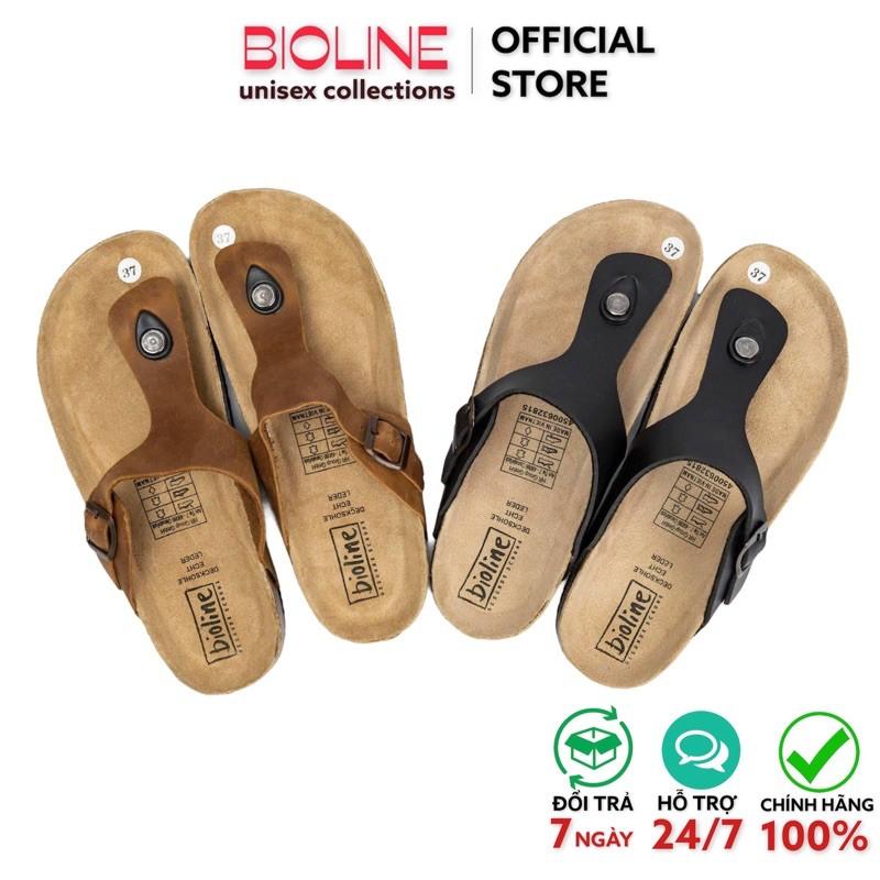 Dép birken xỏ ngón Bioline đế bệt da bò thật unisex mã BO7 - Bioline Official