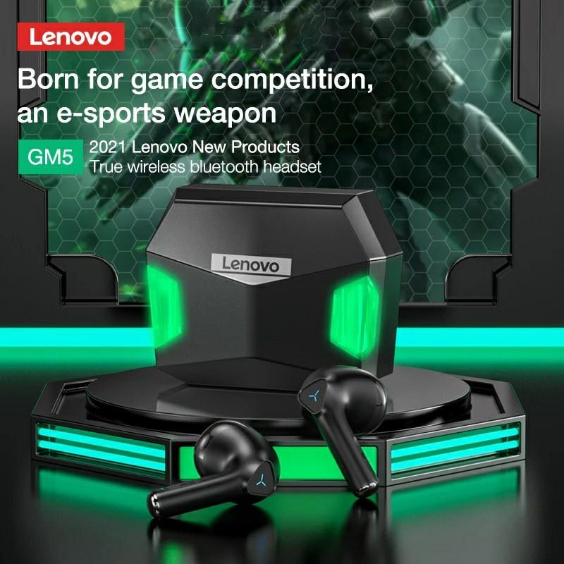 Lenovo GM1 Bluetooth Gaming Earphone Stereo Sound Lntelligent Noise Reduction Pleasant Sound Waterproof Touch Control Low Latency With Mic-Hàng chính hãng