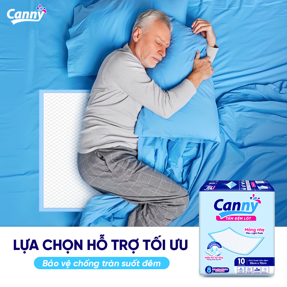 Combo 10 Tấm Đệm Lót Người Lớn Canny Siêu Mềm Mại, Siêu Thấm, Kháng Khuẩn 45x70cm, 55x70cm (10 miếng)