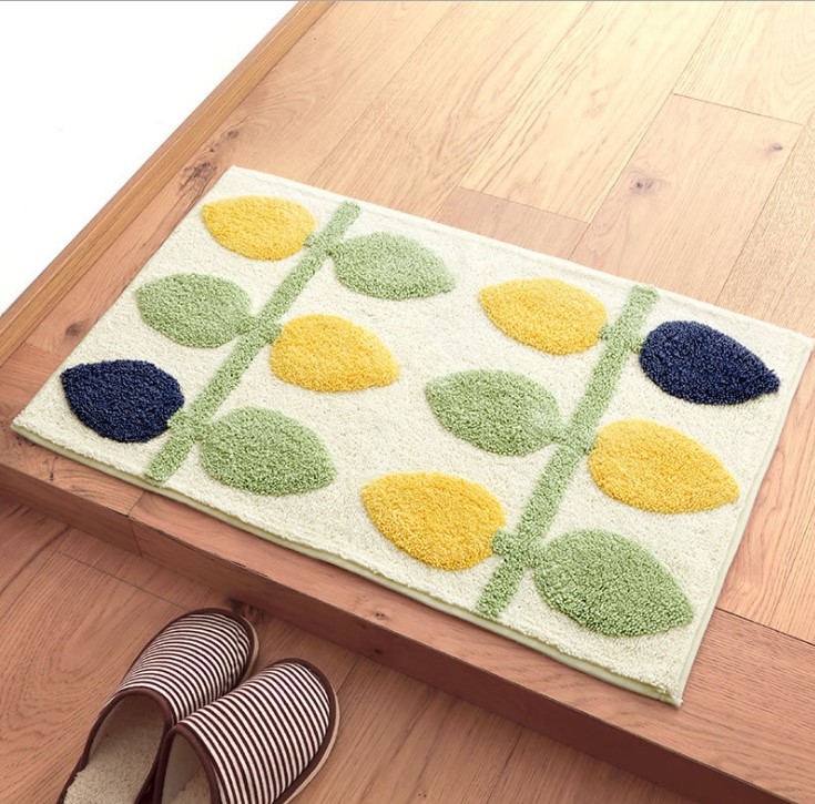 Thảm Cotton Len Dệt Vải Nổi Chiếc Lá Cao Cấp PA9162