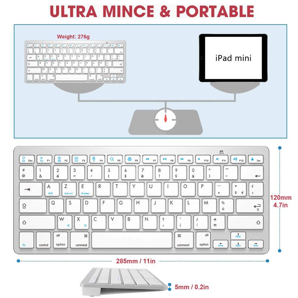 Pháp Nhân Vật Bluetooth Đèn Bàn Phím Di Động Slim Không Dây Bàn Phím Clavier Cho iPad iPhone IOS Android Windows Smart Tivi