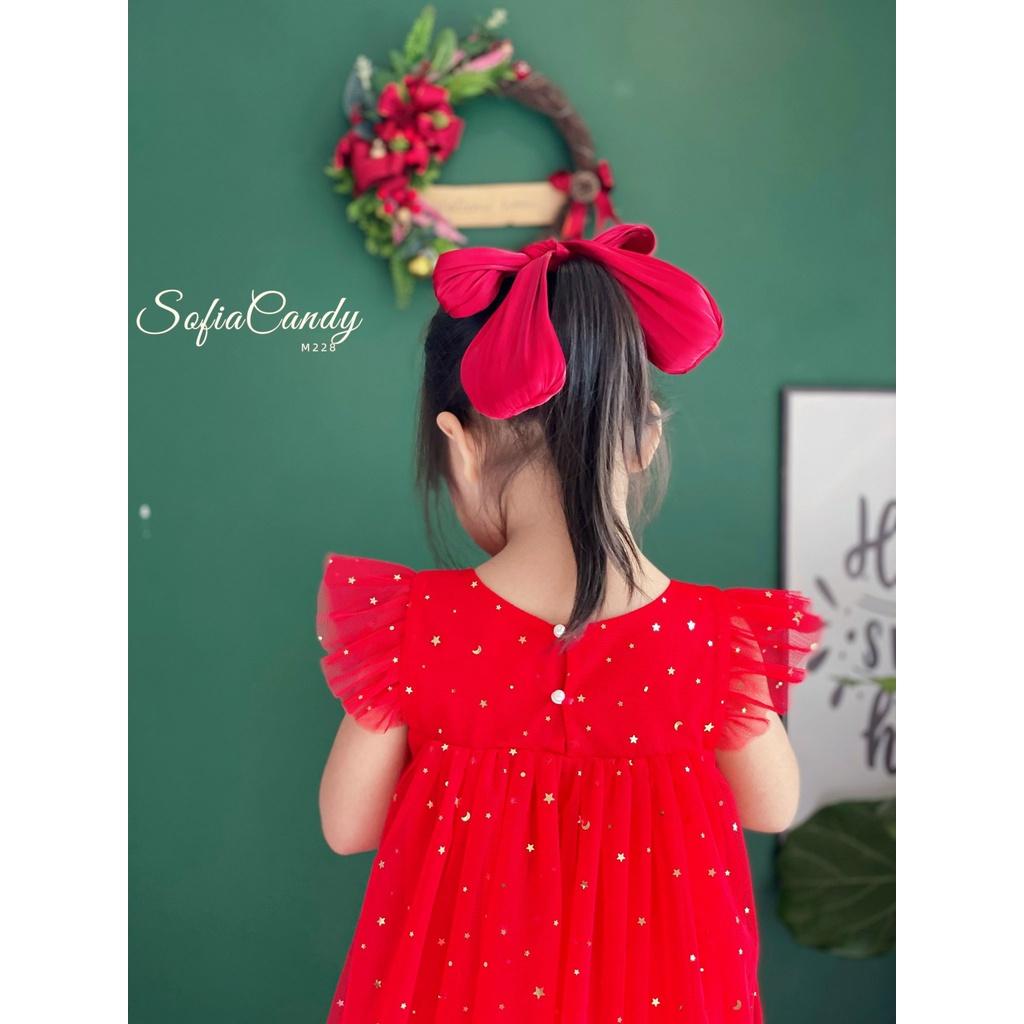 Váy bé gái đầm bé gái màu đỏ sao lấp lánh thiết kế fomr baybydoll cho bé gái luôn tỏa sáng ở mọi nơi