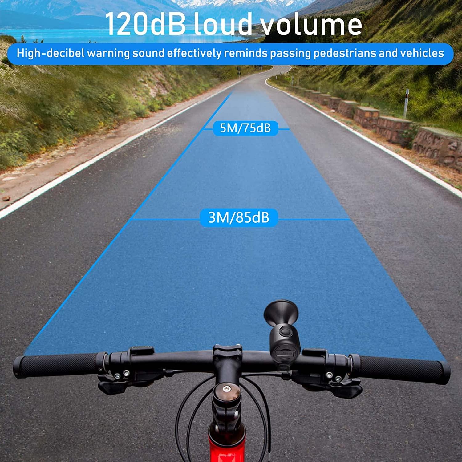 Chuông xe đạp 120dB, chuông xe đạp không thấm nước IPX4, chuông xe đạp MTB điện, sừng điện tử, phù hợp cho tay cầm, phụ kiện xe đạp, lắp đặt đơn giản
