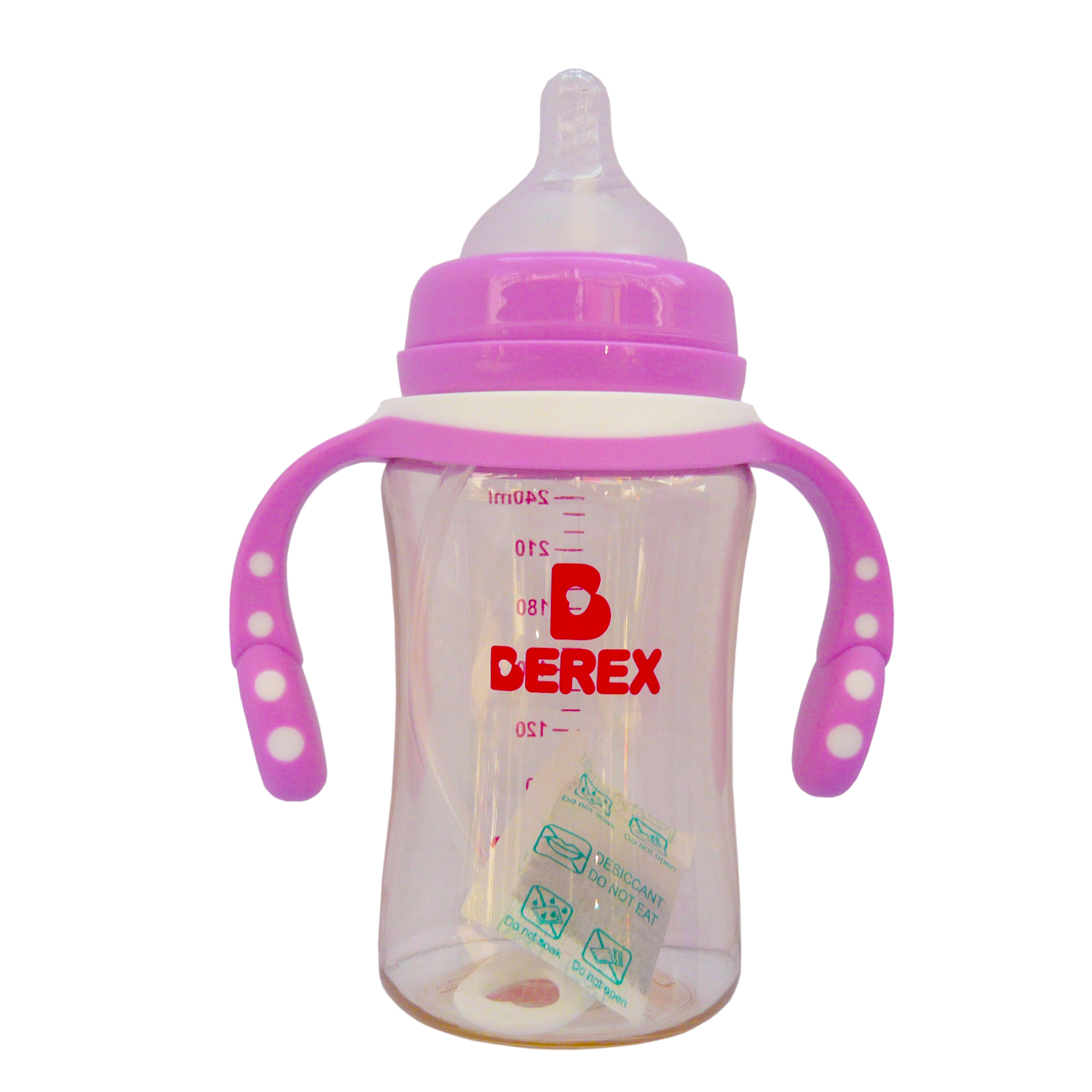 Bình sữa Nhựa PPSU PLUS Berex cao cấp cổ rộng, mô phỏng tự nhiên cho bé từ 3 tháng (240ml)- có Quai màu ngẫu nhiên