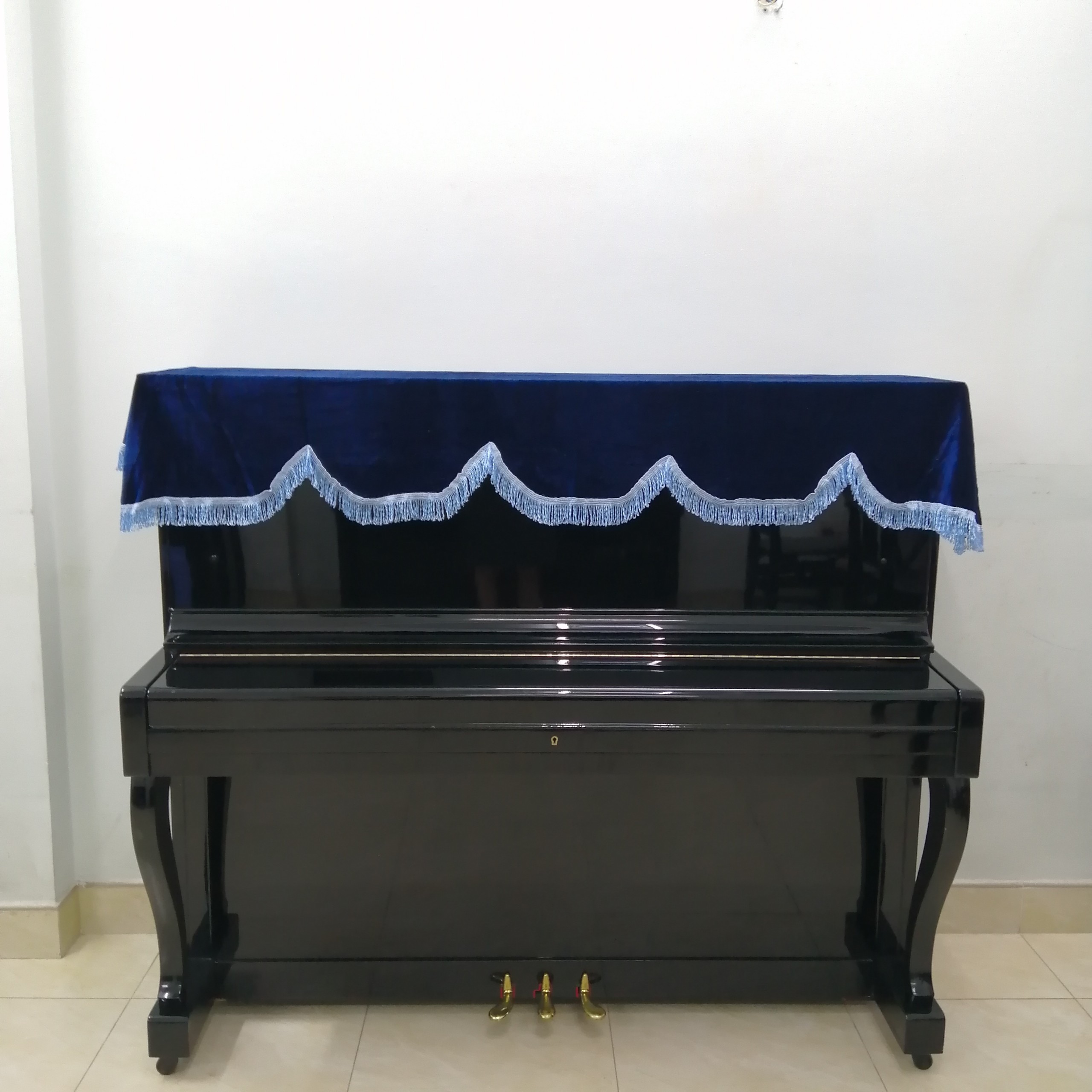 KHĂN PHỦ ĐÀN PIANO CƠ NHUNG XANH LOẠI 1 VẢI DÀY MỀM MỊN PHỐI REN XANH TINH TẾ