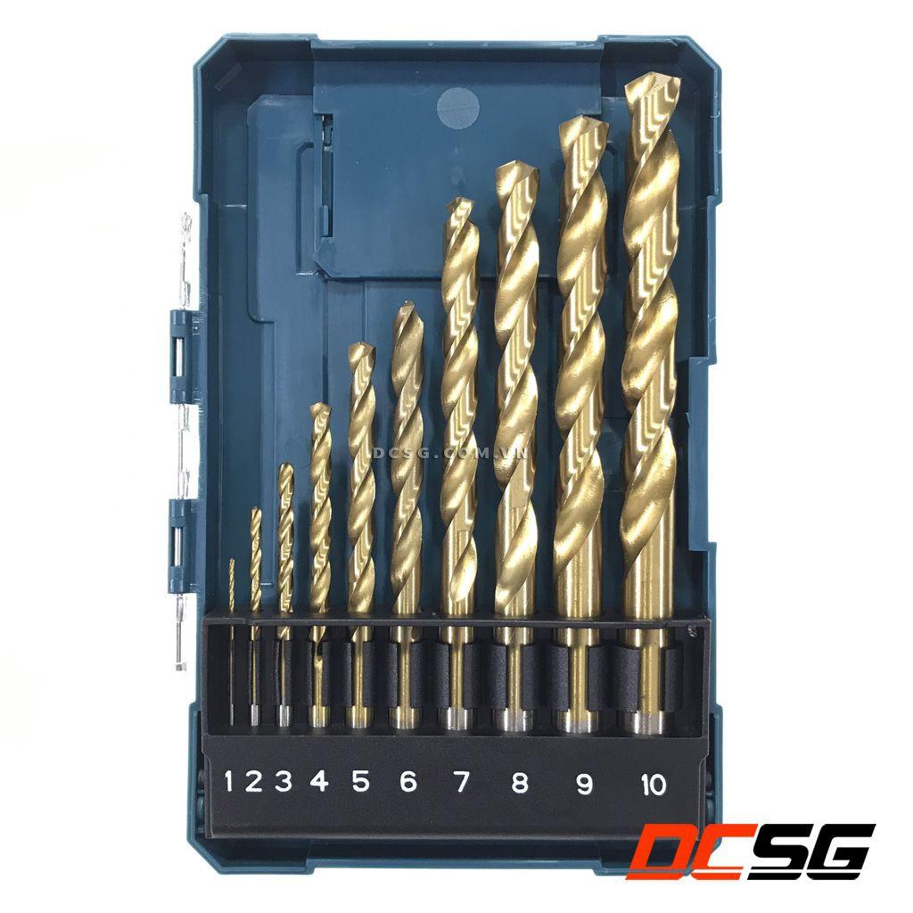 Bộ 10 mũi khoan kim loại HSS-TiN Makita D-72849