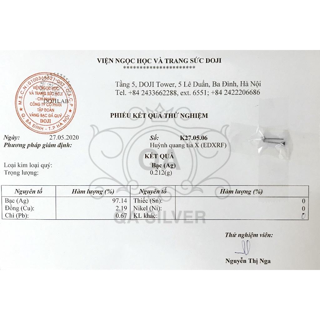 Bông tai bạc 925 nụ đá nhỏ nam nữ 4 chấu khuyên mini trắng đen xanh S925 MINIMAL Silver Earrings QA SILVER EA200603