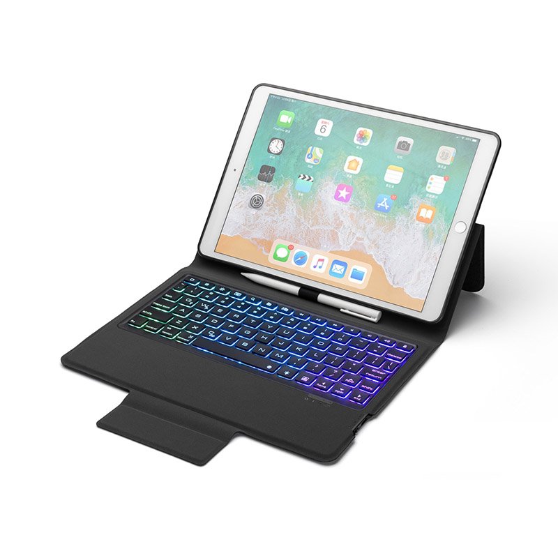 Bàn phím Bluetooth có đèn kèm bao da slim và khay đựng bút pencil cho iPad 10.2 2019 Aturos P102 - Hàng chính hãng