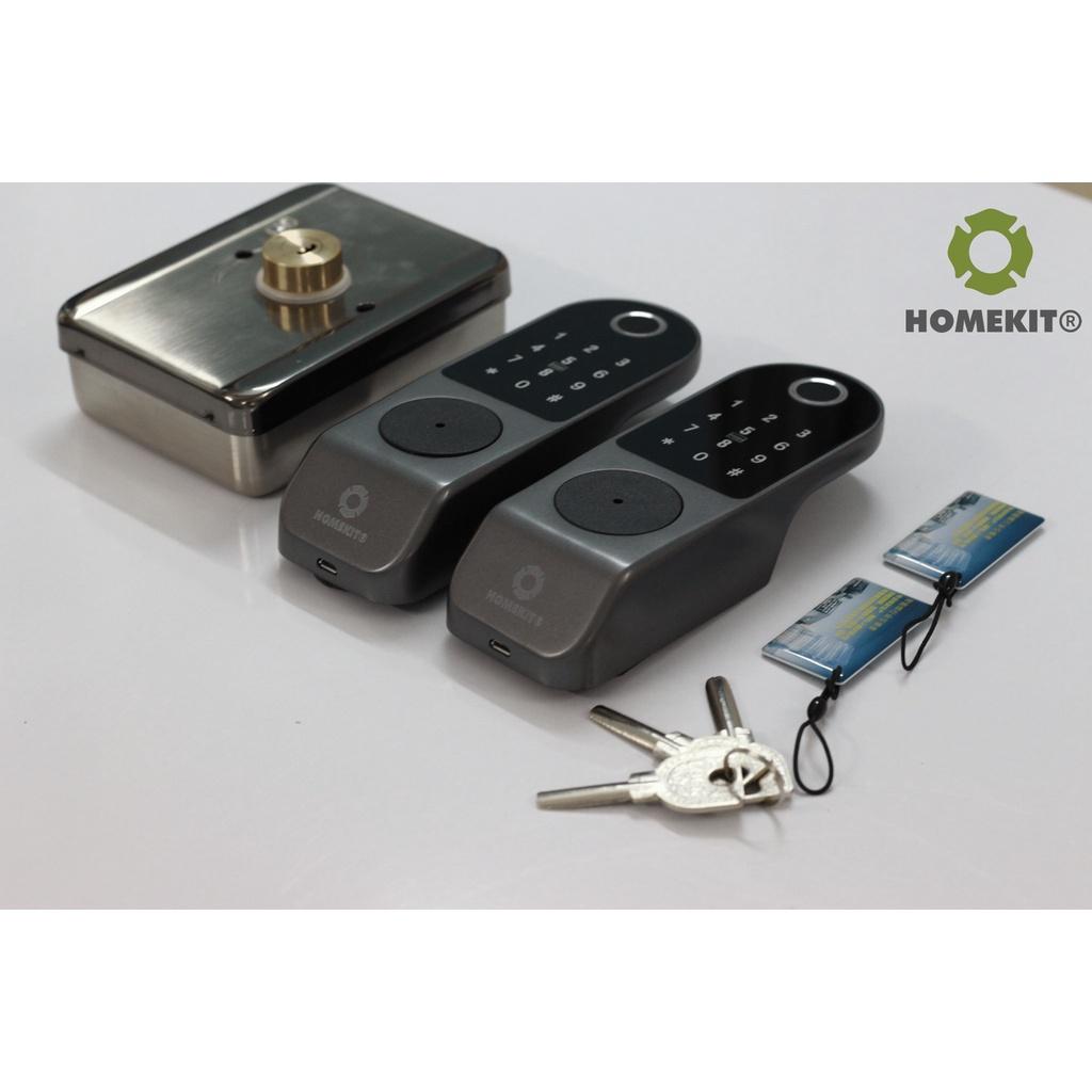 Khoá cửa cổng vân tay điện tử thông minh 2 chiều HOMEKIT AB-17A 4 chức năng mật khẩu, vân tay, thẻ từ, chìa khóa cơ dự phòng - Hàng chính hãng