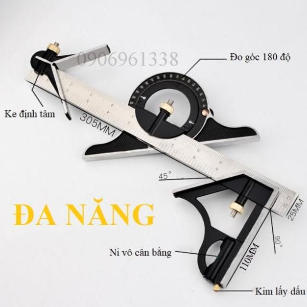Thước Đo Góc 180 Độ Đa Năng _Thước Ke Góc Vuông 45 90 Độ Bằng Hợp Kim Nhôm