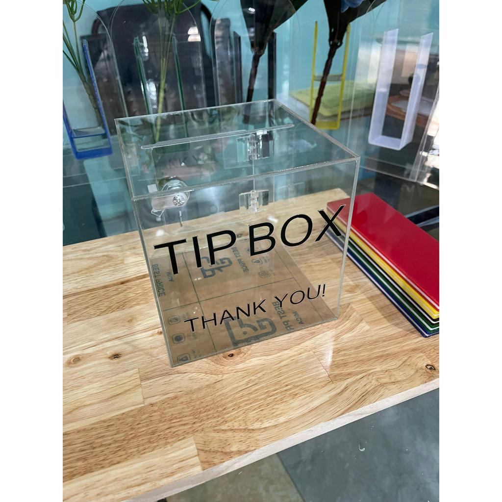 Thùng tip box mica, hộp tip box, có ổ khoá, nhiều màu sắc , nhiều kích thước, thiết kế theo yêu cầu - Đen