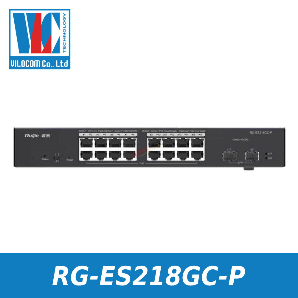 Switch POE 18 cổng RUIJIE RG-ES218GC-P - Hàng Chính Hãng