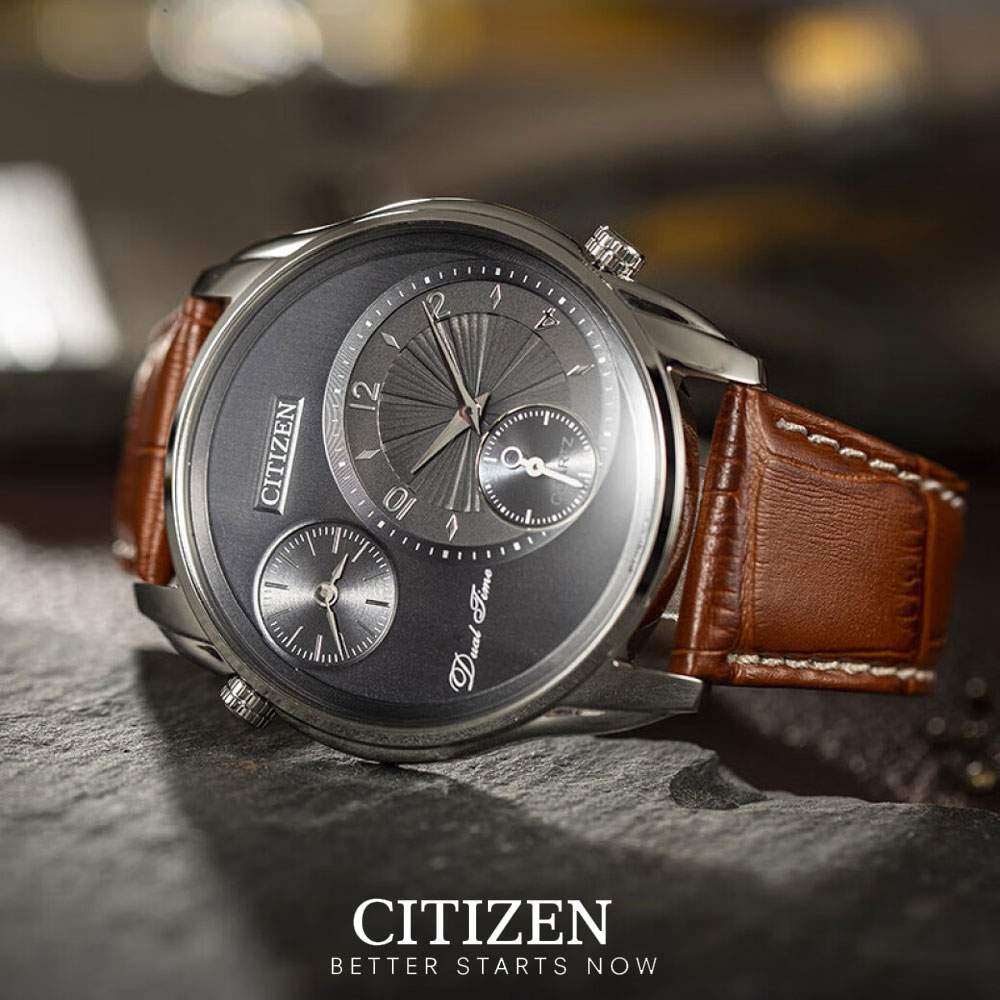 Đồng Hồ Nam Citizen Dây Da AO3030-16H - Mặt Xám
