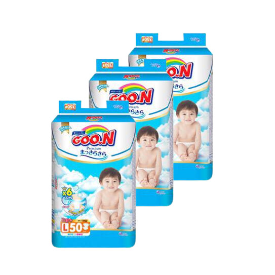 Combo 3 bịch Tã Dán Goo.n Premium Gói Cực Đại L50(50 miếng)