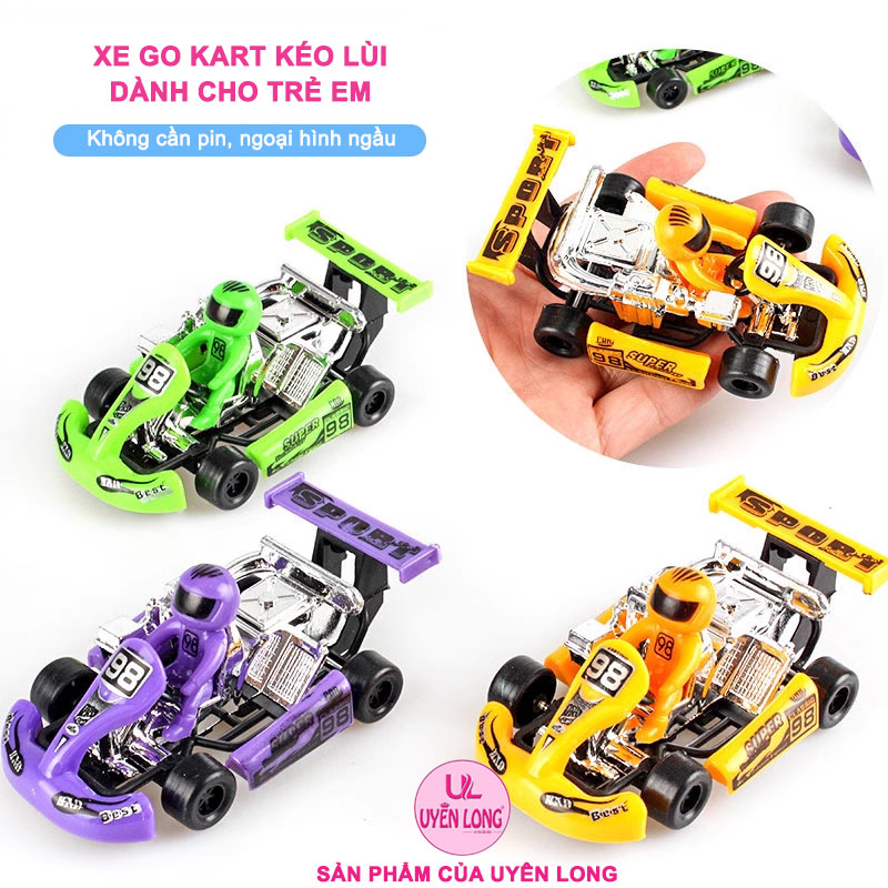 Xe Đua Go Kart Mini Kéo Lùi Chạy Cót Dành Cho Trẻ Em, Chống Rơi, Thân Thiện Môi Trường, Không Cần Pin, Hình Dáng Cổ Điển