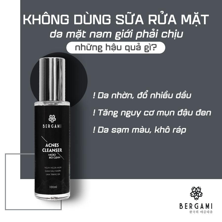 Sữa rửa mặt nam Bergami bùn khoáng 100ml - Sáng da sạch mụn