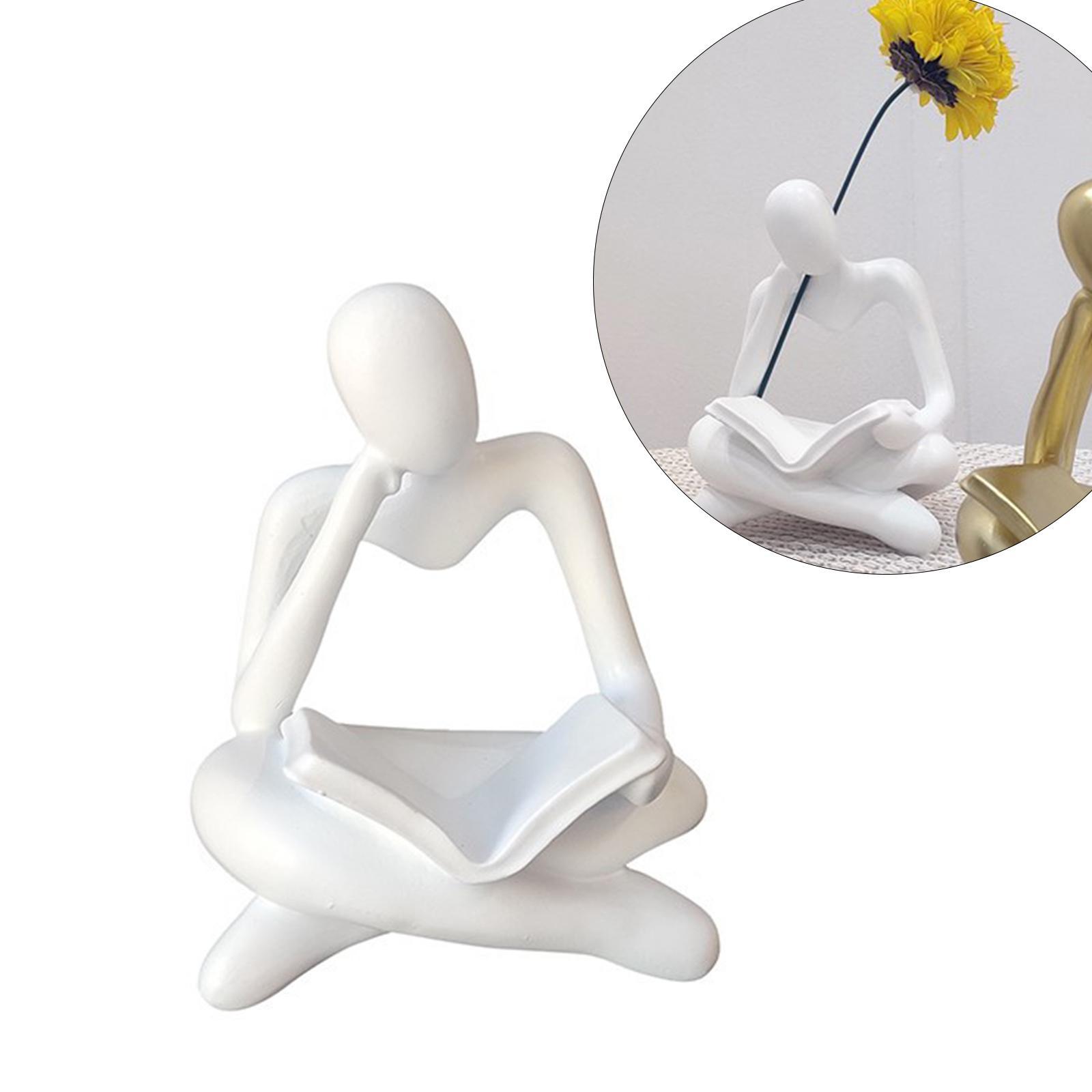 Abstract Thinker Statue Tabletop Decorative Sculpture for  Decor White