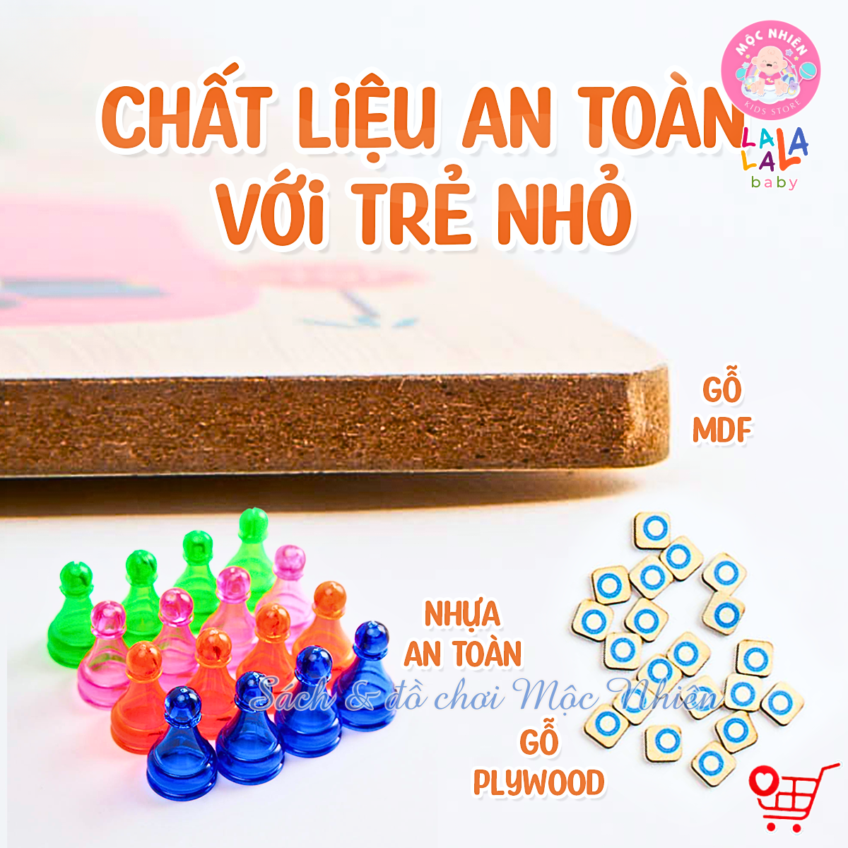 Đồ chơi cờ Lala Boardgame 2in1 - Bộ cờ gỗ 2 mặt cờ caro và cờ cá ngựa - Lalala baby