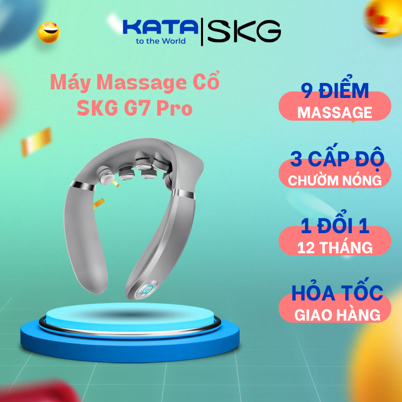 Máy Massage Cổ SKG G7-Pro với 9 Đầu rung độc lập, Hồng ngoại Chườm nóng thư giãn, giảm đau mỏi cổ