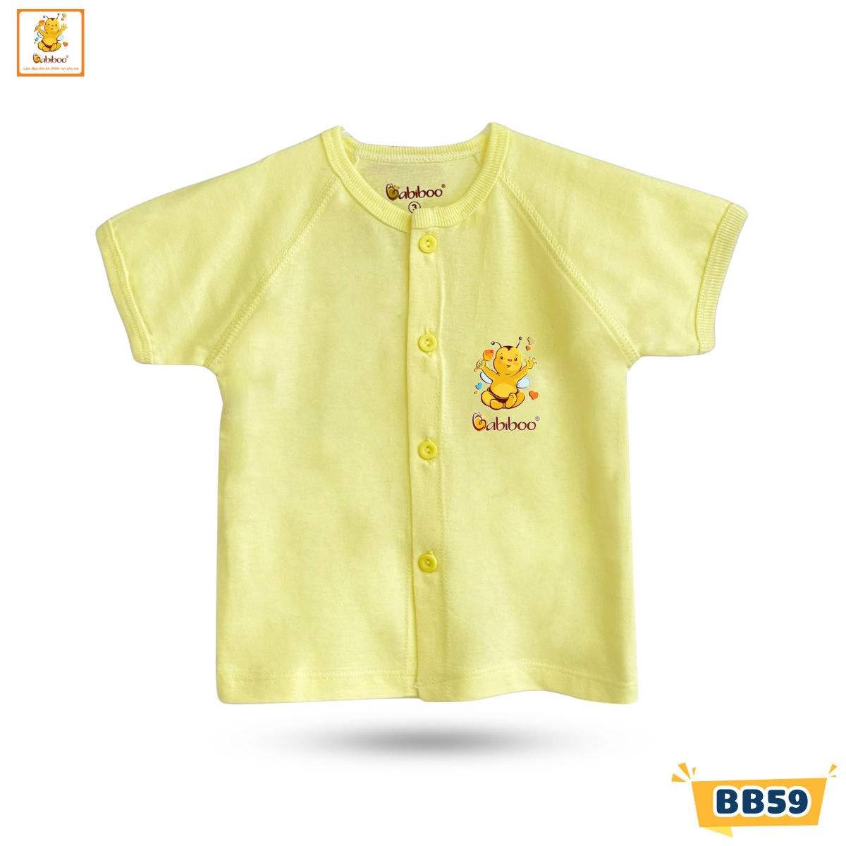Áo sơ sinh Babiboo áo ngắn tay cho bé cotton 2 chiều BB59