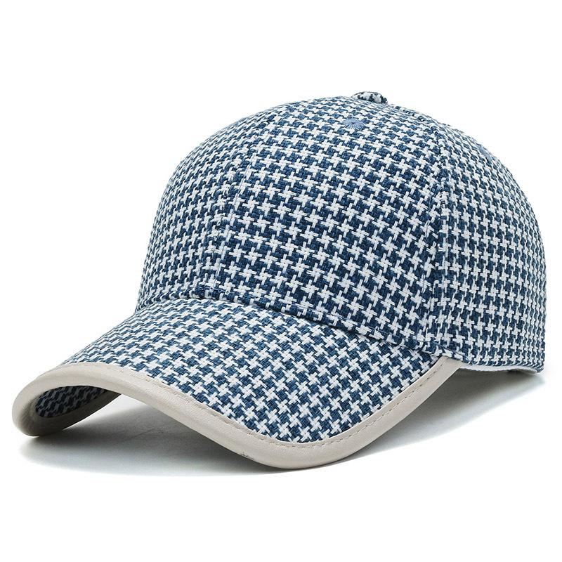 2023 Phụ nữ Mũ Summer Mũ bóng chày mũ Houndstooth Lattice Cap Cap Nữ thể thao cho Gorros Sun Hat Snapback Phổ biến Retro Color: Beige