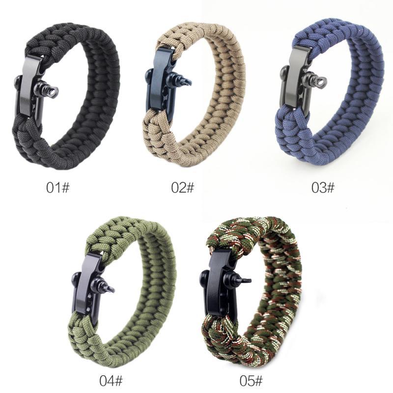 Camping Hiking Survival Parachute Cord Bracelet For Men Women Rope Buckle Emergency Kit Wristbands Men Jewelry Bracelet