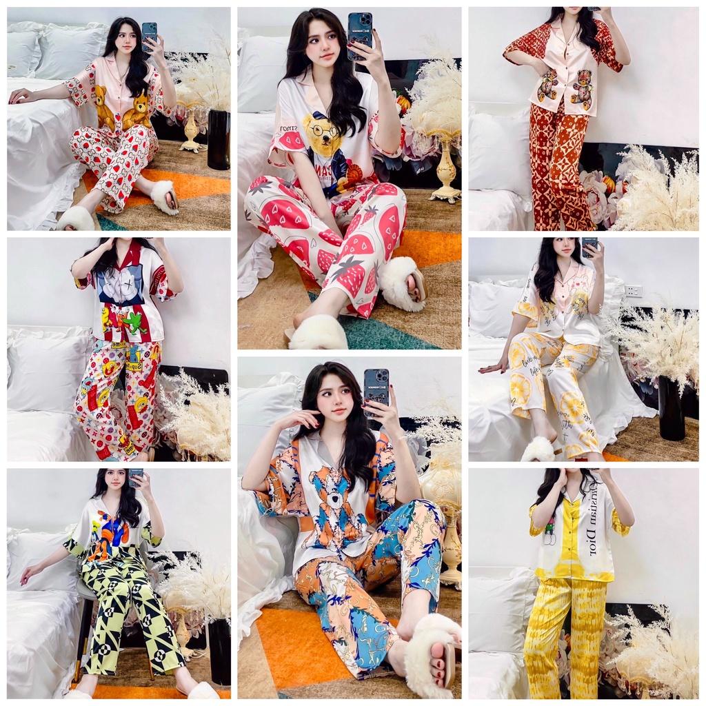 Đồ bộ Pijama chất vải lụa latin thiết kế cao cấp siêu SANG mềm mịn mát - Freesize dưới 65kg