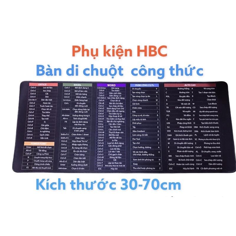 Bàn Di Chuột Cỡ Lớn 30-70cm,Pad Chuột,Lót Chuột Phím Tắt Văn Phòng Cao Cấp - Bàn Di Công Thức